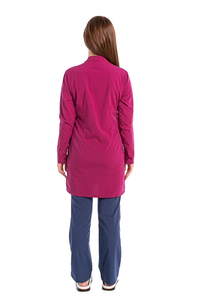 UltraLycra Harmony/Modest - Likralı Doktor Hemşire Tesettür Forma Takımı, Vişne/Fırtına Mavi