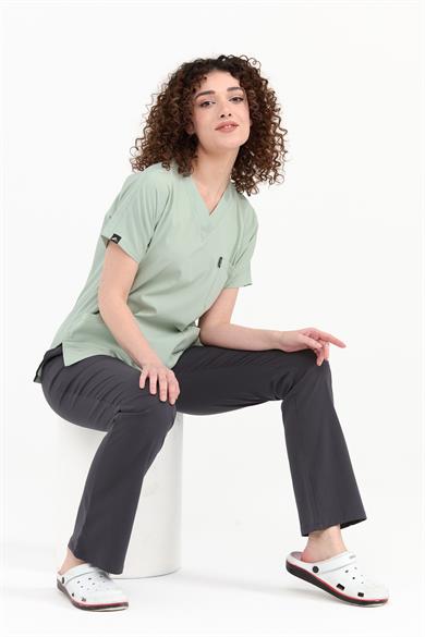 UltraLycra Harmony/Spaniard - Likralı Doktor Hemşire Forma Takımı (KADIN), Su Yeşili/Antrasit