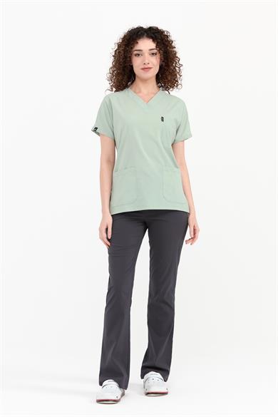 UltraLycra Harmony/Spaniard - Likralı Doktor Hemşire Forma Takımı (KADIN), Su Yeşili/Antrasit