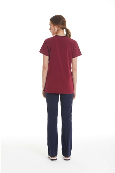 UltraLycra Harmony/Spaniard - Likralı Doktor Hemşire Forma Takımı (KADIN), Bordo/Laci