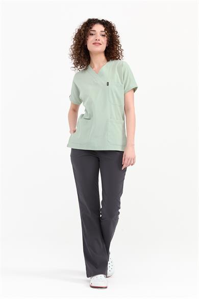 UltraLycra Harmony/Spaniard - Likralı Doktor Hemşire Forma Takımı (KADIN), Su Yeşili/Antrasit