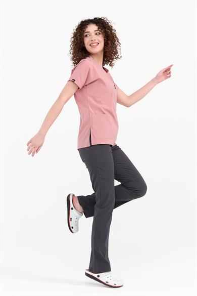 UltraLycra Harmony/Spaniard - Likralı Doktor Hemşire Forma Takımı (KADIN), Bronz Pembe/Antrasit