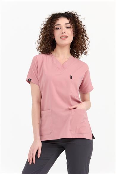 UltraLycra Harmony/Spaniard - Likralı Doktor Hemşire Forma Takımı (KADIN), Bronz Pembe/Antrasit