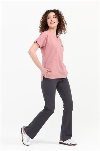 UltraLycra Harmony/Spaniard - Likralı Doktor Hemşire Forma Takımı (KADIN), Bronz Pembe/Antrasit