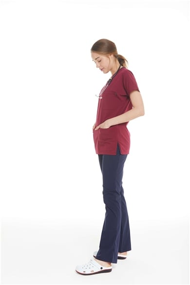 UltraLycra Harmony/Spaniard - Likralı Doktor Hemşire Forma Takımı (KADIN), Bordo/Laci