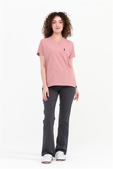 UltraLycra Harmony/Spaniard - Likralı Doktor Hemşire Forma Takımı (KADIN), Bronz Pembe/Antrasit