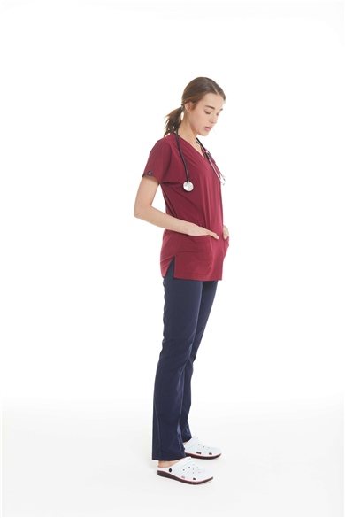 UltraLycra Harmony/Spaniard - Likralı Doktor Hemşire Forma Takımı (KADIN), Bordo/Laci