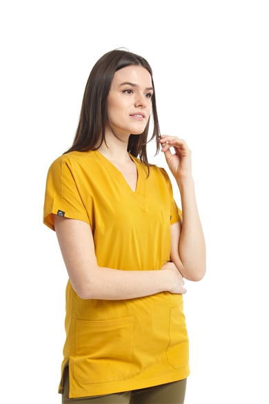 UltraLycra Harmony/Spaniard - Likralı Doktor Hemşire Forma Takımı (KADIN), Safran/Haki