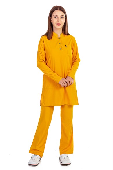 UltraLycra Modest - Likralı Doktor Hemşire Tesettür Forma Takımı, Safran