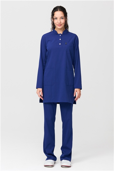 UltraLycra Modest - Likralı Doktor Hemşire Tesettür Forma Takımı Scrubs Üniforma Cerrahi Takım, Saks