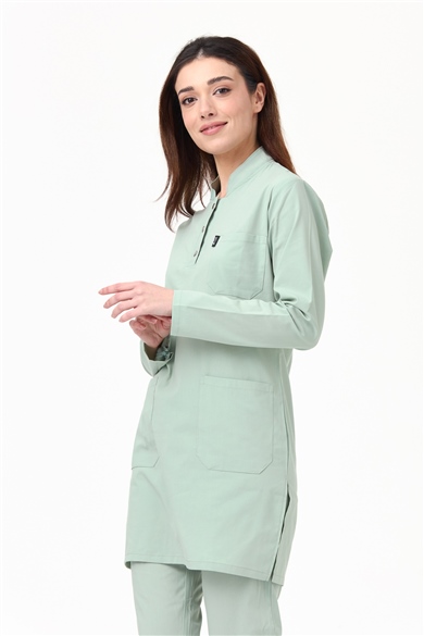 UltraLycra Modest - Likralı Doktor Hemşire Tesettür Forma Takımı Scrubs Üniforma Cerrahi Takım, Su Yeşili