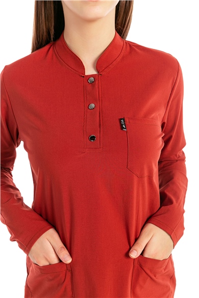 UltraLycra Modest - Likralı Doktor Hemşire Tesettür Forma Takımı, Kiremit