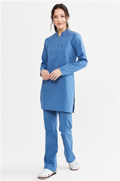 UltraLycra Modest - Likralı Doktor Hemşire Tesettür Forma Takımı, İndigo