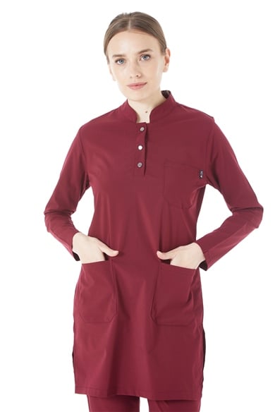 UltraLycra Modest - Likralı Doktor Hemşire Tesettür Forma Takımı, Bordo
