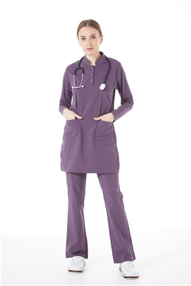 UltraLycra Modest - Likralı Doktor Hemşire Tesettür Forma Takımı, Gül Kurusu