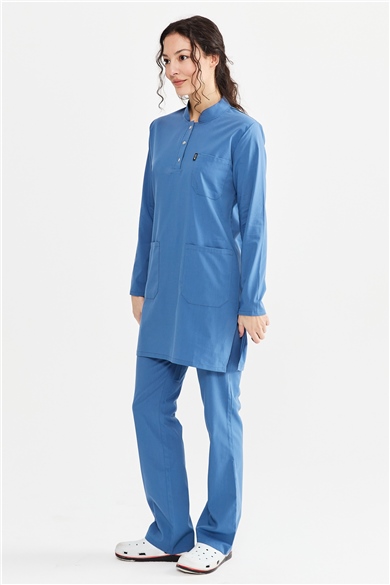 UltraLycra Modest - Likralı Doktor Hemşire Tesettür Forma Takımı, İndigo