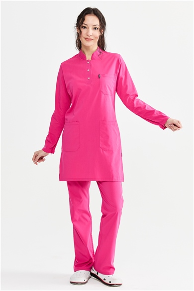 UltraLycra Modest - Likralı Doktor Hemşire Tesettür Forma Takımı, Fuşya