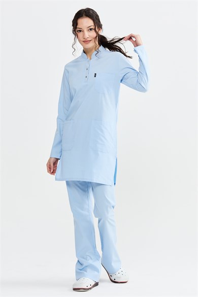 UltraLycra Modest - Doktor Hemşire Forma Takımı, Buz Mavi