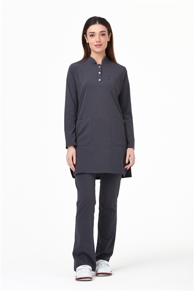UltraLycra Modest - Likralı Doktor Hemşire Tesettür Forma Takımı, Antrasit
