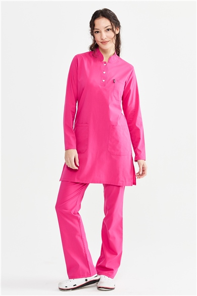UltraLycra Modest - Likralı Doktor Hemşire Tesettür Forma Takımı, Fuşya