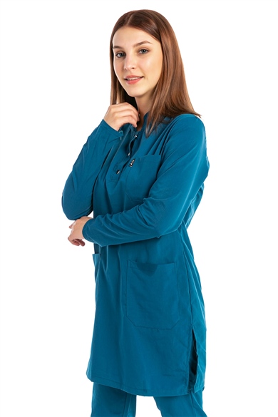 UltraLycra Modest - Likralı Doktor Hemşire Tesettür Forma Takımı, Petrol Mavi