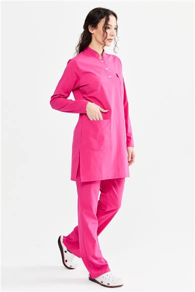 UltraLycra Modest - Likralı Doktor Hemşire Tesettür Forma Takımı, Fuşya