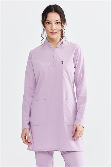 UltraLycra Modest - Likralı Doktor Hemşire Tesettür Forma Takımı Scrubs Üniforma Cerrahi Takım, Lila