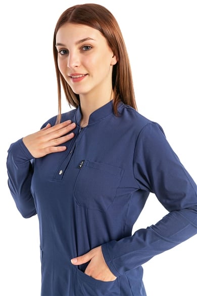 UltraLycra Modest - Likralı Doktor Hemşire Tesettür Forma Takımı, Fırtına Mavi