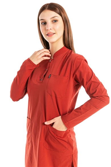 UltraLycra Modest - Likralı Doktor Hemşire Tesettür Forma Takımı, Kiremit