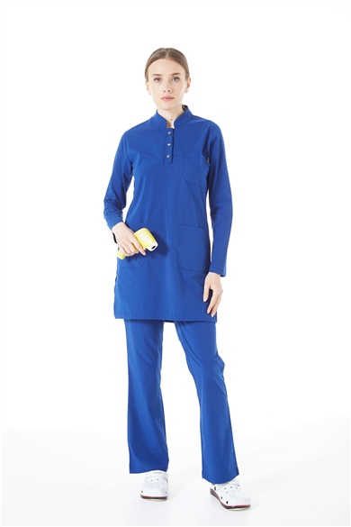 UltraLycra Modest - Likralı Doktor Hemşire Tesettür Forma Takımı, Saks