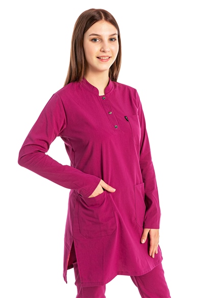 UltraLycra Modest - Likralı Doktor Hemşire Tesettür Forma Takımı, Vişne