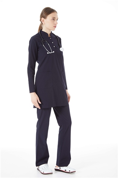 UltraLycra Modest - Likralı Doktor Hemşire Tesettür Forma Takımı, Lacivert