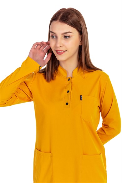 UltraLycra Modest - Likralı Doktor Hemşire Tesettür Forma Takımı, Safran