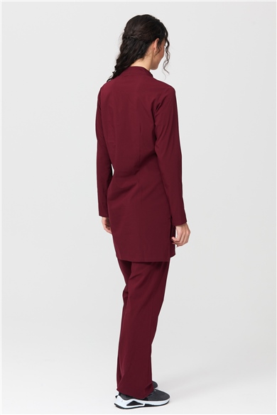 UltraLycra Modest - Likralı Doktor Hemşire Tesettür Forma Takımı Scrubs Üniforma Cerrahi Takım, Bordo