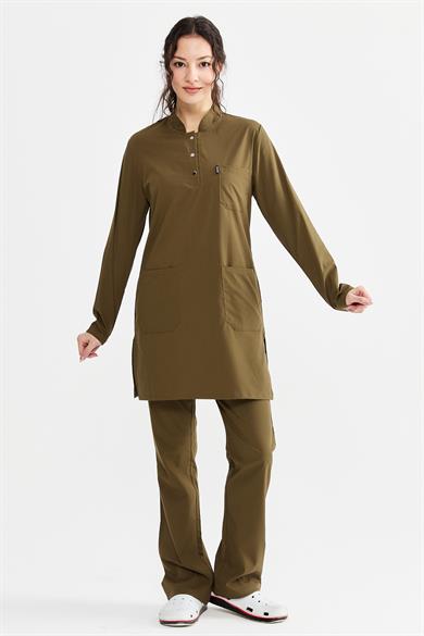 UltraLycra Modest - Likralı Doktor Hemşire Tesettür Tek Alt Forma, Haki