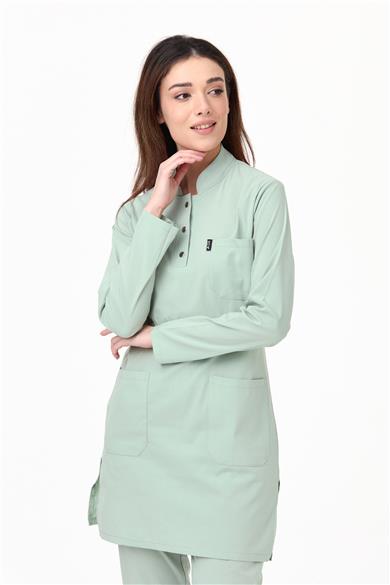 UltraLycra Modest - Likralı Doktor Hemşire Tesettür Tek Üst Forma, Su Yeşili