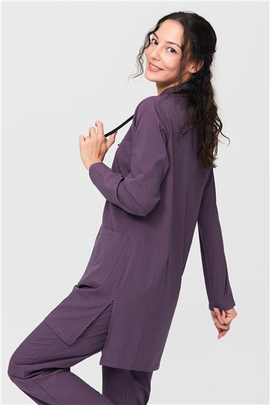 UltraLycra Modest - Likralı Doktor Hemşire Tesettür Tek Üst Forma, Gül Kurusu