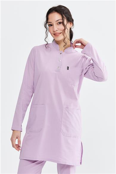UltraLycra Modest - Likralı Doktor Hemşire Tesettür Tek Üst Forma, Lila