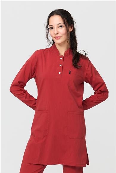 UltraLycra Modest - Likralı Doktor Hemşire Tesettür Tek Üst Forma, Kiremit