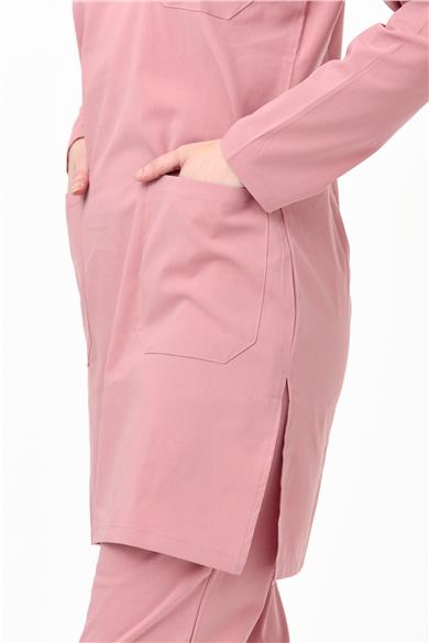 UltraLycra Modest - Likralı Doktor Hemşire Tesettür Tek Üst Forma, Bronz Pembe
