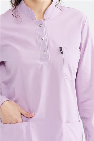 UltraLycra Modest - Likralı Doktor Hemşire Tesettür Tek Üst Forma, Lila