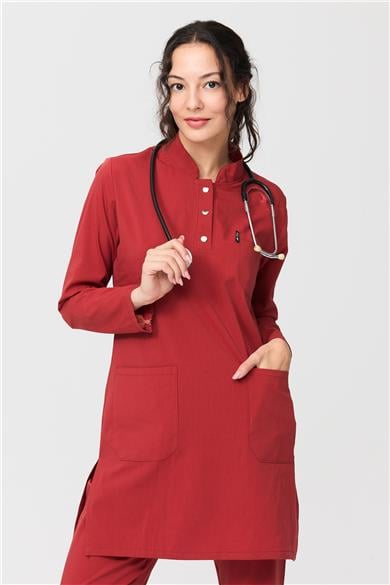 UltraLycra Modest - Likralı Doktor Hemşire Tesettür Tek Üst Forma, Kiremit