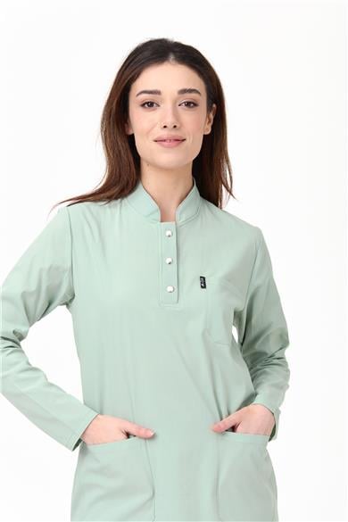 UltraLycra Modest - Likralı Doktor Hemşire Tesettür Tek Üst Forma, Su Yeşili