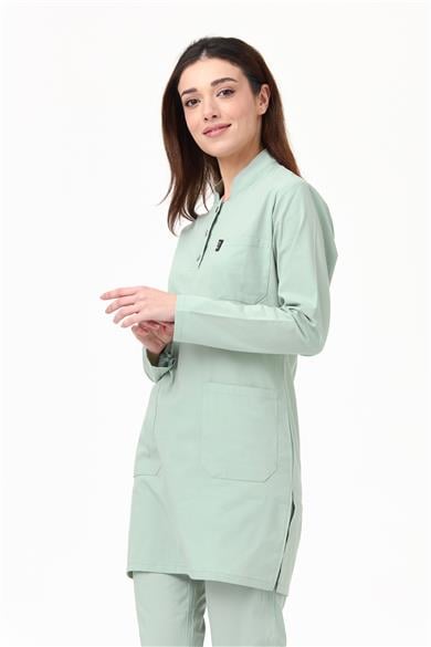 UltraLycra Modest - Likralı Doktor Hemşire Tesettür Tek Üst Forma, Su Yeşili