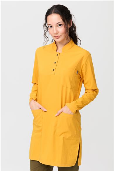 UltraLycra Modest - Likralı Doktor Hemşire Tesettür Tek Üst Forma, Safran