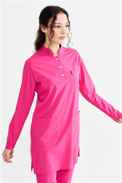 UltraLycra Modest - Likralı Doktor Hemşire Tesettür Tek Üst Forma, Fuşya