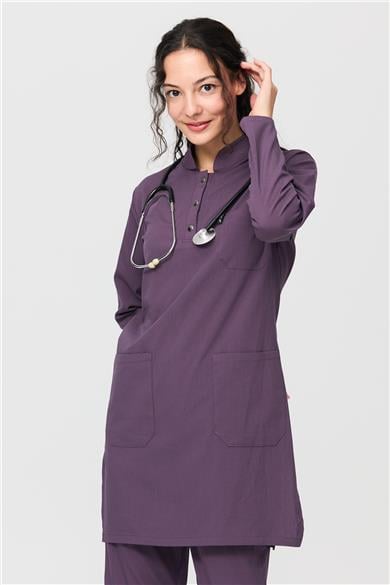 UltraLycra Modest - Likralı Doktor Hemşire Tesettür Tek Üst Forma, Gül Kurusu