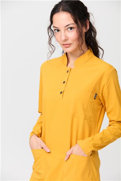 UltraLycra Modest - Likralı Doktor Hemşire Tesettür Tek Üst Forma, Safran