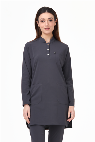 UltraLycra Modest - Likralı Doktor Hemşire Tesettür Tek Üst Forma, Antrasit