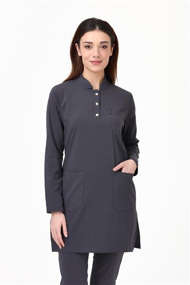 UltraLycra Modest - Likralı Doktor Hemşire Tesettür Tek Üst Forma, Antrasit